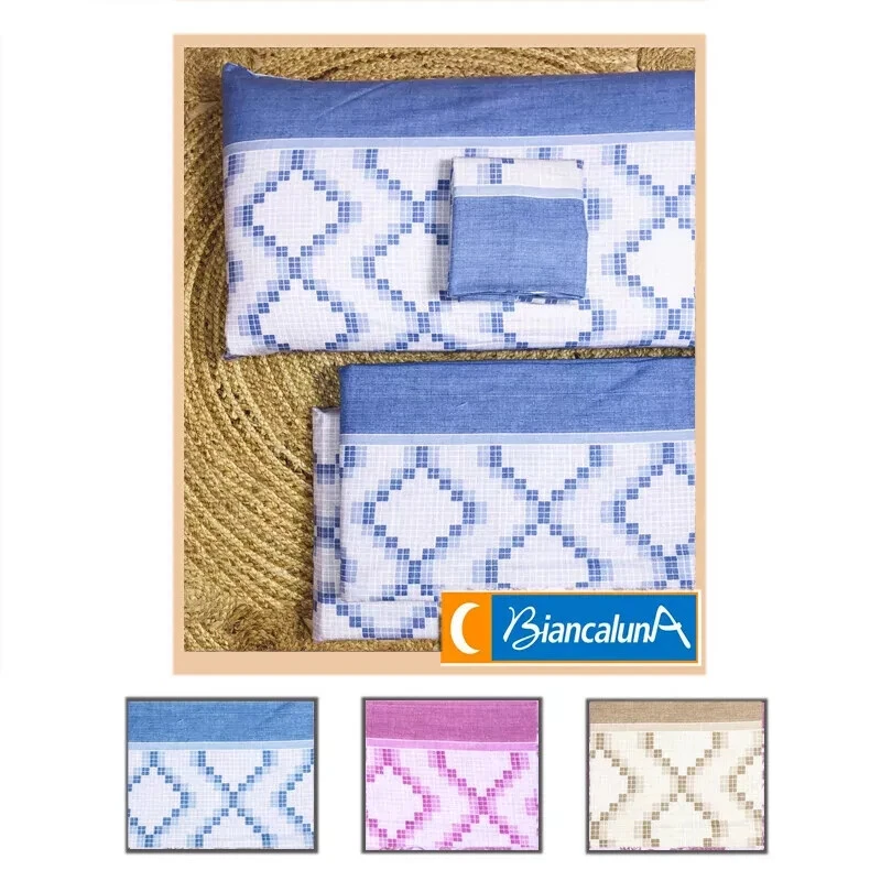 COMPLETO LENZUOLA IN FLANELLA BIANCALUNA OPERA 1 PIAZZA / 2 PIAZZE 100% COTONE