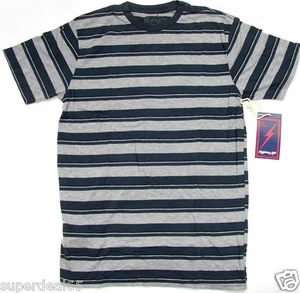 Lightning Bolt T Shirt Soda Stripe Short Sleeve Dress Blue  Retro Vintage Styled - Picture 1 of 4
