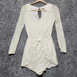 Abercrombie & Fitch Jumpsuit Damen Small weiß elfenbein gefüttert Spitze Kurzpullover - Bild 1 von 9