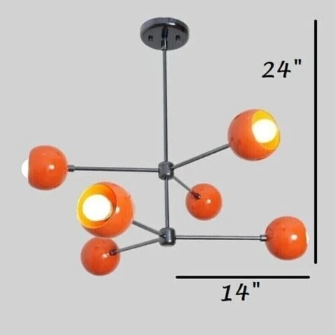 Mid Century Eyeball Shade Stilnovo Style Sputnik Light 6 Light Brass Chandelier Cover