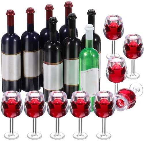 18 Pcs Set Mini Wine Bottles Tiny Dollhouse Glasses Dolls Small Cups for