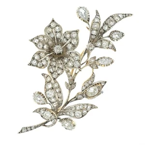 10 CT Zircon Nature Leaf 925 Sterling Silver Brooch - Picture 1 of 3