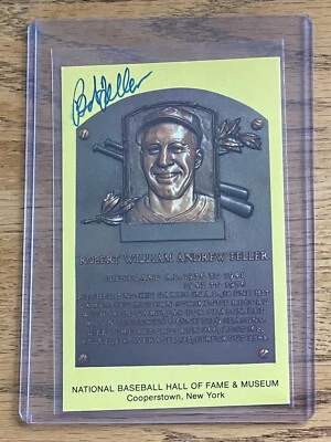 Bob Feller Indians AUTOGRAPHED Plaque Postcard HOF - Image 1 of 2