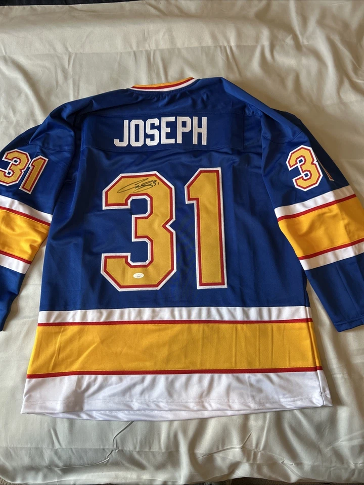 Camiseta deportiva autografiada por Curtis Joseph XL St Louis Blues auténtica Foto 1 de 4