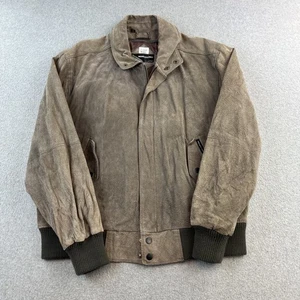 Vintage Members Only Jacket Mens 42 Brown Suede Bomber Coat Made Korea Adult - Picture 1 of 11