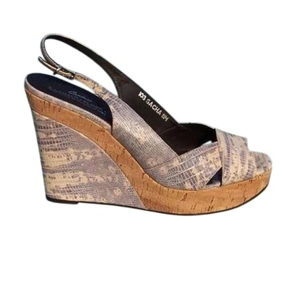 Donald Pliner Sapato Plataforma Cunha Couro Lagarto Novo Cogumelo Tejus $275 Novo Na Caixa - Imagem 1 de 3