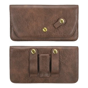 Phone Belt Holder for 7.2" Phone Horizontal Leather Brown - Photo 1 sur 7