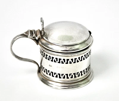 Olla de mostaza de plata de ley con forro de Docker & Burn Ltd 1926 Birmingham Foto 1 de 4