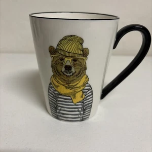 Signature Housewares Hipster Tier Becher 16,5 Unzen Bär mit gelbem Schal & Brille - Bild 1 von 12