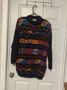 Vintage 90’s Crochet Stitch Striped Sweater 20W A Little Extra Spice Colorful Bright - Bild 1 von 6