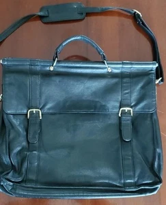 Vintage Black soft Leather Laptop Messenger Bag Briefcase made Korea EXCELLENT - Picture 1 of 7