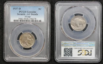 1937-D 3 Leg Buffalo Nickel PCGS AU Details 5GH0 - Image 1 of 4