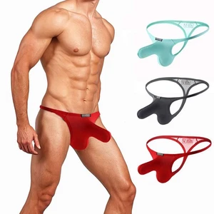 Men's Sexy Oil Glossy Underwear Panties Thong Low Waist G-String Briefs Lingerie - Picture 1 of 18
