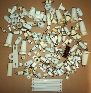 Lot Porcelain Ceramic Stand-Offs Insulators Spreaders Ham Radio Etc. - Zdjęcie 1 z 4