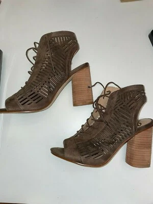 Sam Edelman Rocco Taupe Peep Toe Heels Booties Lace Up  Size 7.5 - MSRP$120 - Image 1 of 4