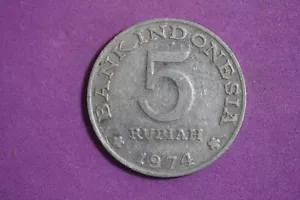 ESTATE FIND 1974 - Indonesia 5 Rupiah Aluminum!! #J27997 - Picture 1 of 2