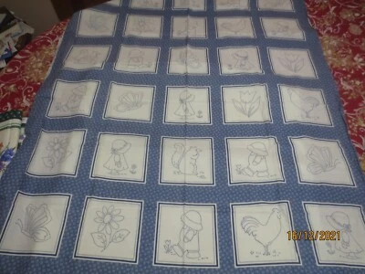 Panel de tela de trabajo vintage 42x60" Sunbonnet Sue azul Faye Burgoes Marcus Bros Foto 1 de 4