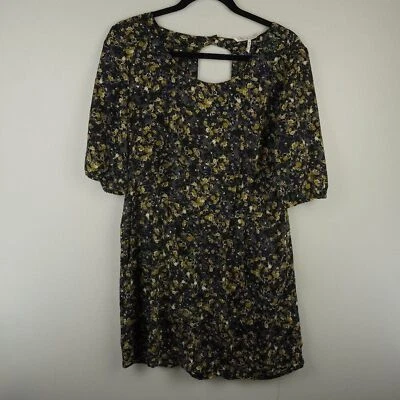 French Connection Navy Blue & Olive Green Floral Romper Keyhole Back Size 10 - Image 1 of 4