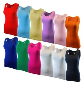 SUMONA Women 6 Pack Assorted Color Cotton A-Shirts Basic Tank Tops - Picture 1 of 3