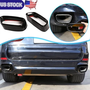 Black Exhaust Tips Tailpipe Muffler Trim For BMW X5 F15 2014-2018 M Sport - Picture 1 of 12