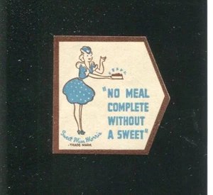 Cartel Sello Etiqueta DULCE MISS MORRIS Pasteles Sin Comida Completo Sin Dulce - Imagen 1 de 2