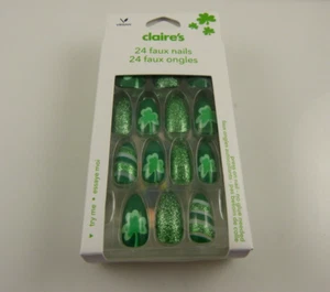 Claire's uñas postizas trébol trébol San Patricio brillo día - Imagen 1 de 6