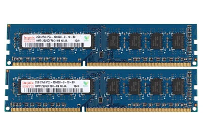4GB Hynix 2X 2GB 2Rx8 DDR3 1333MHZ PC3-10600U 240Pin DIMM Desktop`Memory RAM CL9 - Image 1 of 4