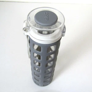 Ello QUIET YOGA GLASS WATER BOTTLE Gray Silicone Grip Sports Flip Lid 20 oz - Picture 1 of 11