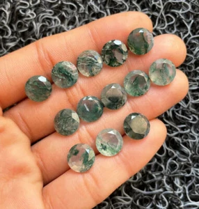 [WHOLESALE] NATURAL MOSS AGATE FACETED ROUND SHAPE LOOSE GEMSTONE - Picture 1 of 5