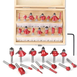 15 tlg Fräser Bit Set für Oberfräse Holzfräser Fräser Fräsersatz Schaft 8mm - Bild 1 von 13