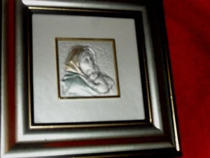 Vintage CADEOR Italy Sterling Silver High Relief  MADONNA & CHILD  Framed Art - Picture 1 of 4