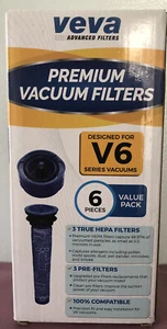 VEVA 6 Pack Premium Vacuum Filter Set with 3 Pre Filters and 3 HEPA Filters  NIB - Picture 1 of 7