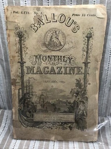 Antique Ballou’s Monthly Magazine - January 1883 - Volume LVII No. 1 Vintage - Bild 1 von 3
