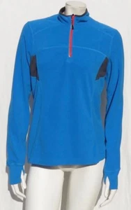 MONDETTA Blue Lightweight Fleece Half Zip Athletic Thumbholes Shirt Top size M - Picture 1 of 5