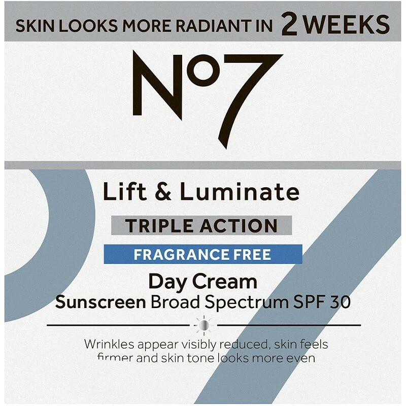 No7 Lift & Luminate Triple Action Fragrance Free Day Cream with SPF 30 - 1.69 fl - Image 1 of 1