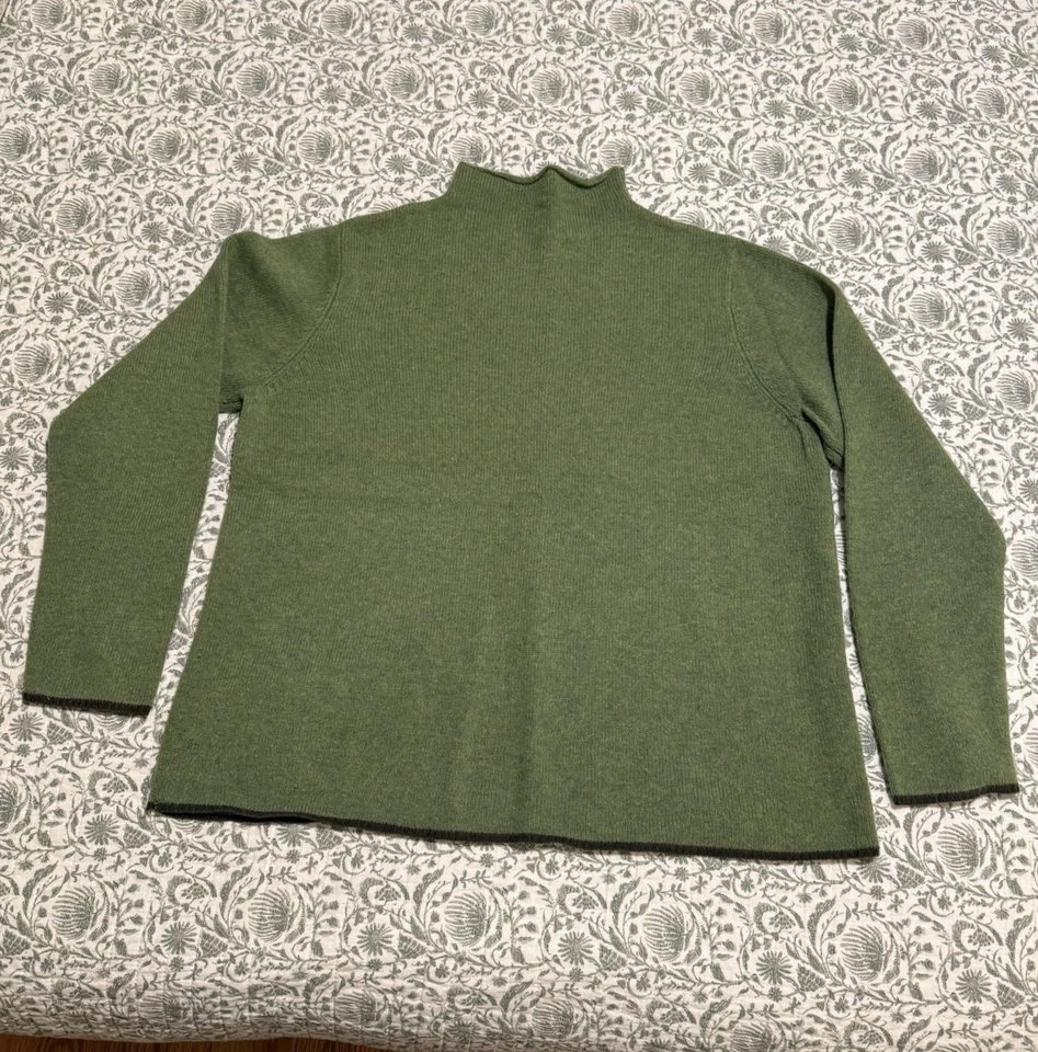 Винтажный Venezia джинсы зеленый ягненка смесь насмешливый шеи свитер женщин 14/16 коричневый отделки - Изображение 1 из 4