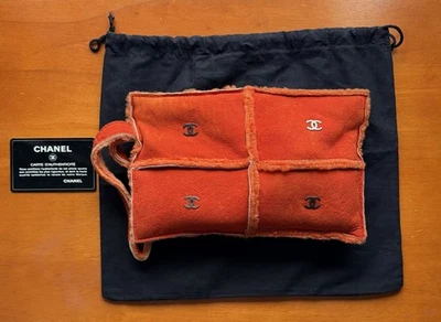 Bolso Muñequera Chanel Vintage Naranja Mouton Gamuza Piel de Oveja Foto 1 de 4