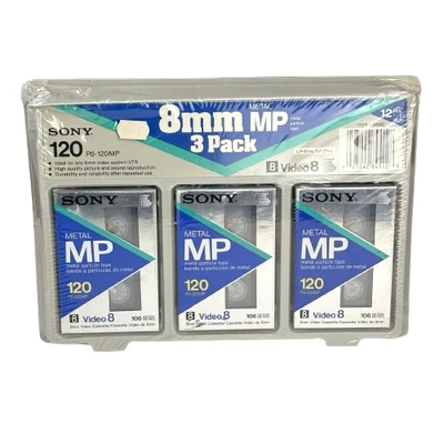 NEW & SEALED! Vtg Sony P6-120MP 8mm Metal MP Video 8 Cassette Tapes 3-PACK! - Image 1 of 4