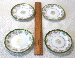 Vintage Kaiserkrone China Österreich überbackene rosa Blumen grün & Goldrand Teller - Bild 1 von 2