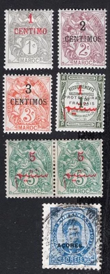 Francobolli Marocco/Azzorre 1908-17 Mi#- MH/usato CV=12,2$ - Immagine 1 di 2