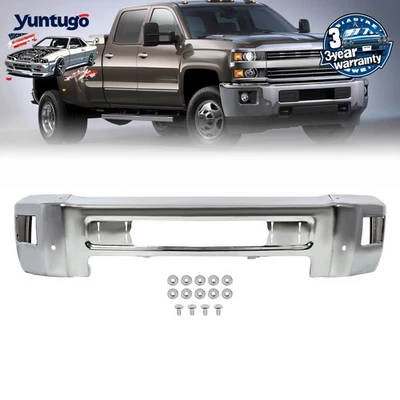 For 2015-2019 Chevy Silverado 2500 3500 HD Chrome Steel Front Bumper w/ Fog Hole Foto 1 de 4
