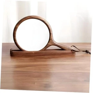 Espejo de mano con base, espejo de mano de peluquería de madera, marrón - Imagen 1 de 8