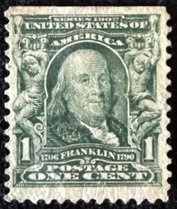 1902-03 US 1c Franklin Stamp Unused NG F/VF, SC#300 CV$12 - Picture 1 of 2