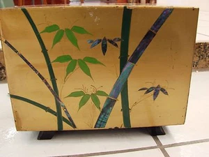 Sharp #PF116 "Pagoda" Tube Radio Rare Gold  Laquer w/ Bamboo Decoration works - Picture 1 of 6