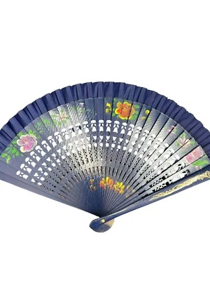 Vintage Inspired Spanish double Side Folding Bridgerton party Wood Fan for Her - Image 1 of 3