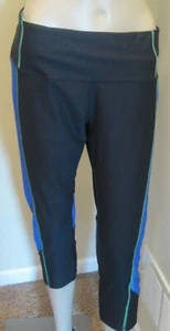 RBX Active Women's Black w/Green & Blue Accents & Mesh Inserts Capri Leggings L - Picture 1 of 12