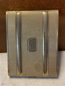 Vintage Evans USA Art Deco Brass Metal Cigarette Case - W/Monogram L H - Picture 1 of 9