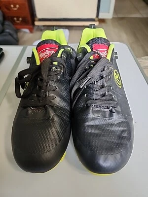 Botines de fútbol Rawlings talla 3 niños negro blanco verde neón Foto 1 de 4