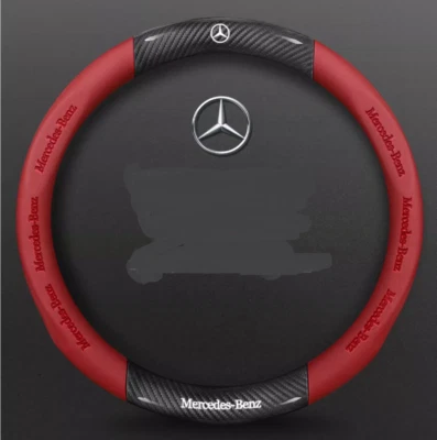 2025 NEU 15" PU Leder+Kohlefaser Lenkradabdeckung für 1980-2025 Mercedes Benz  - Bild 1 von 4