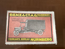POSTER STAMP GERMANY DAIMLER BENZ A.G. MANNHEIM NÜRNBERG CAR TRUCK FROM 1913
